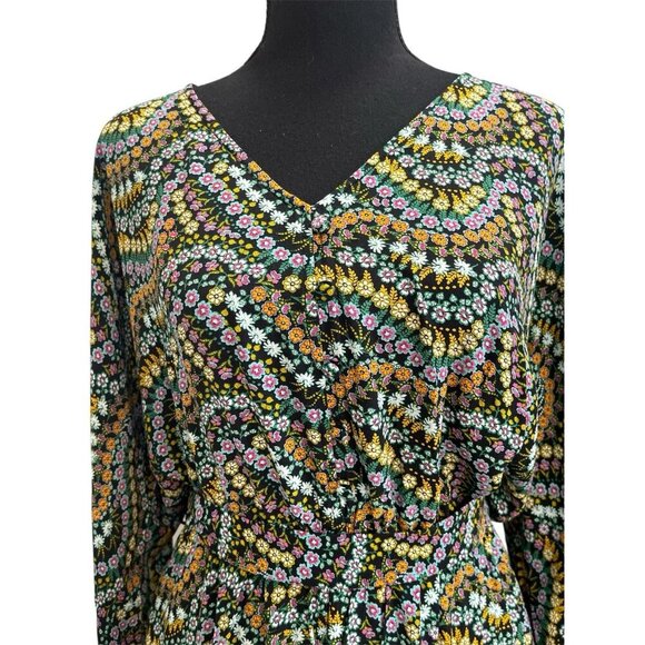 Loft Colorful Garden Button Dolman Pocket Dress Tie Waist Size Small - Picture 6 of 8